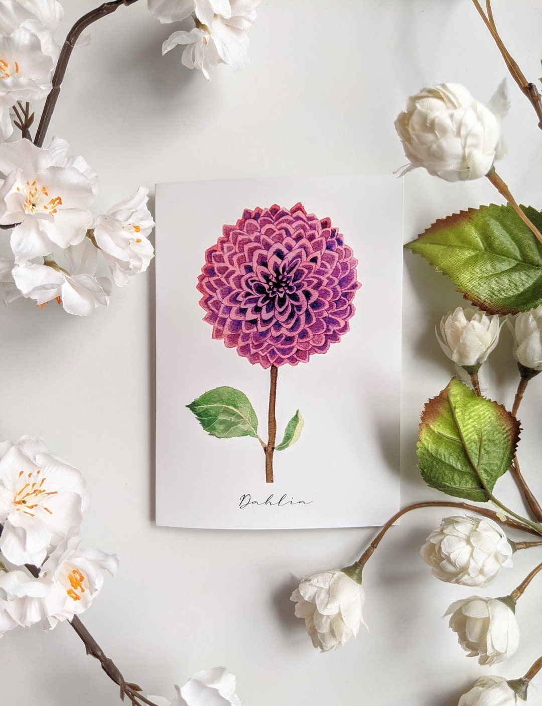 Dahlia - Blank, Folded Note Cards - Pack of 5 - Etsy
