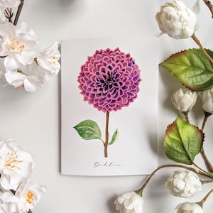 Dahlia - Cartes de correspondance vierges pliées - Lot de 5