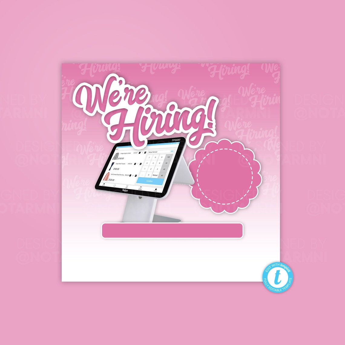 DIY Pink We're Hiring Flyer Sales Associate Clerk Etsy