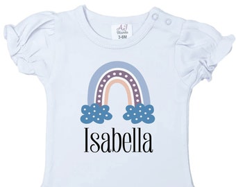 Boho Rainbow Personalized Baby Bodysuit: Custom Name Gift