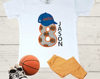 Personalized Basketball Birthday Shirt: Embroidered Kids T-Shirt