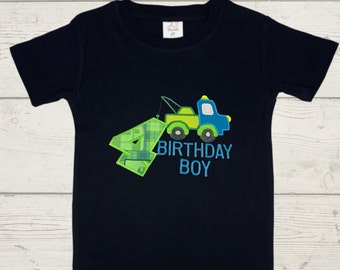 Embroidered Tow Truck Birthday Boy T-Shirt: Custom Age