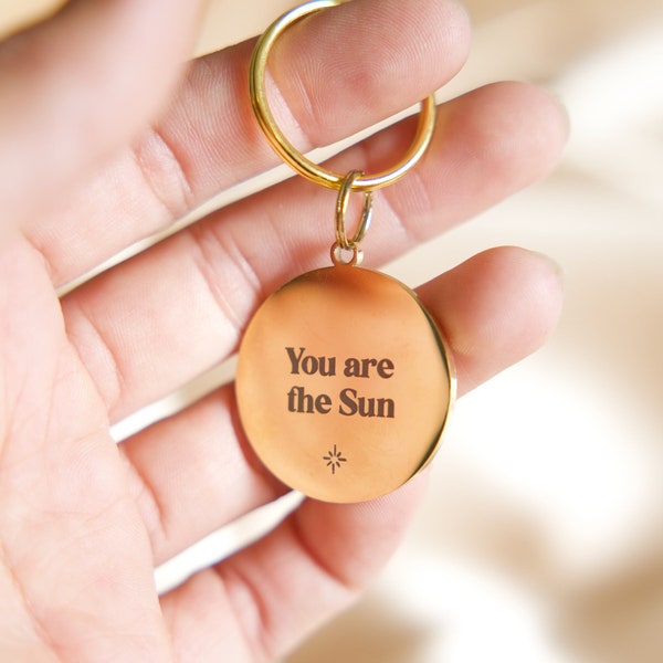 Porte-clé You Are The Sun, porte clefs en acier inoxydable, yoga et spirituel, objet lifestyle positif l Rayonne®