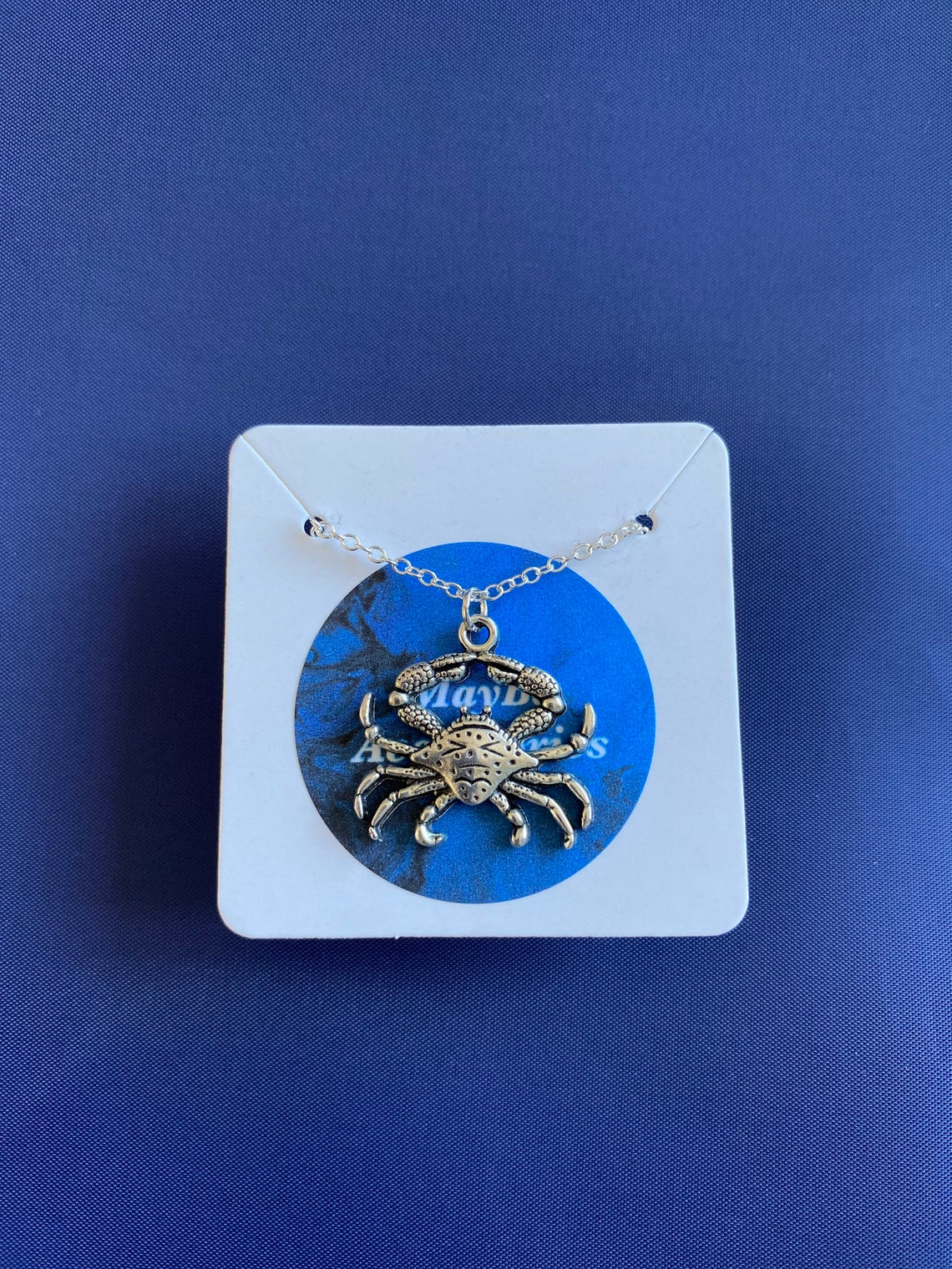 Crab Necklace on 925 Sterling Silver Plated Chain 16 18 Etsy