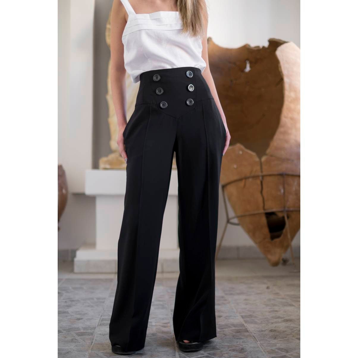 パンツ ANDMARY Highwaist ribbon pants S ANDMARY】Highwaist ribbon pants
