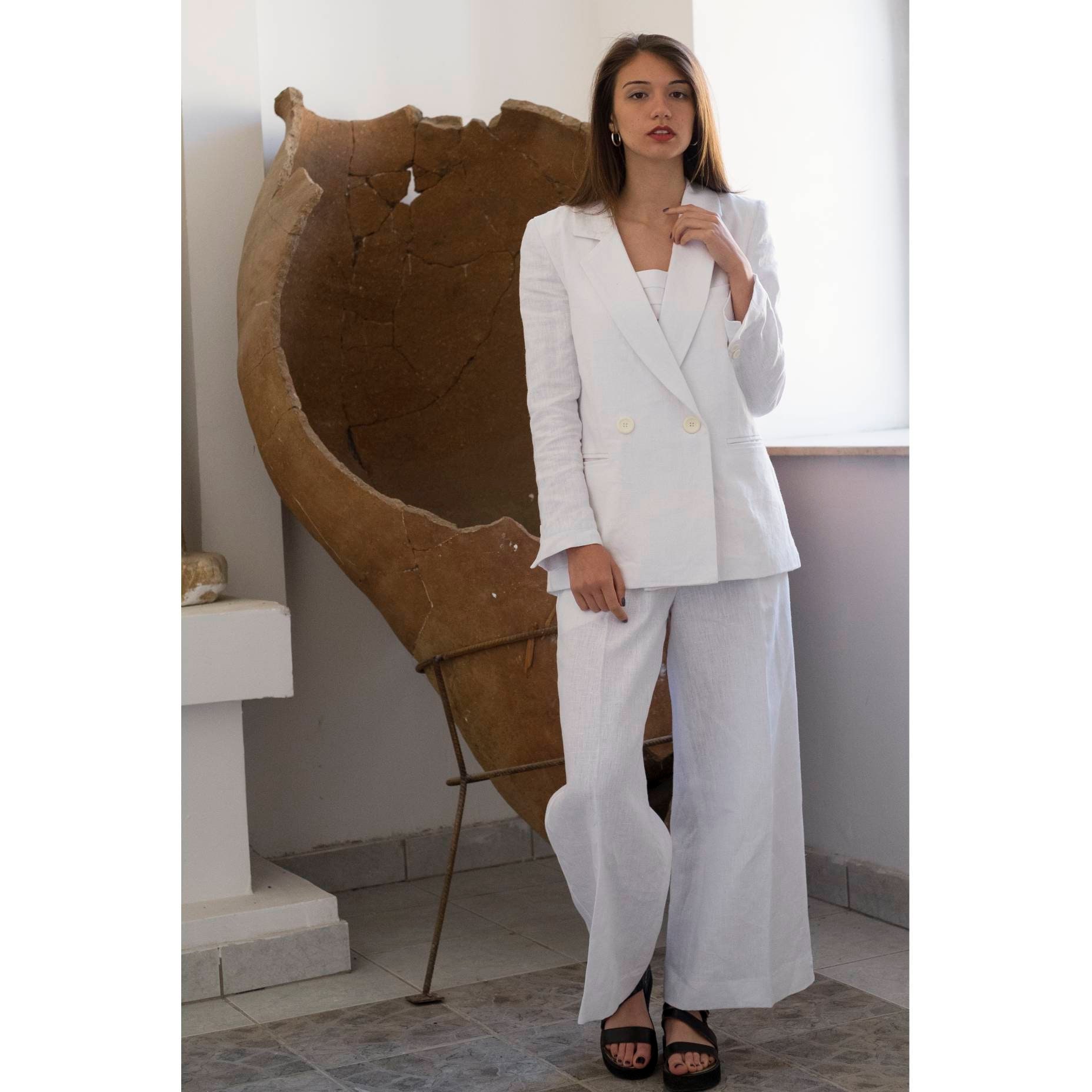 Linen white shop blazer womens