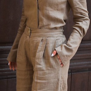 Pleated Linen Short Pants for Summer, Wide Leg Crop Pants, High Waisted Linen Beach Shorts, Dressy Short Trousers for Ladies, Cargo Shorts