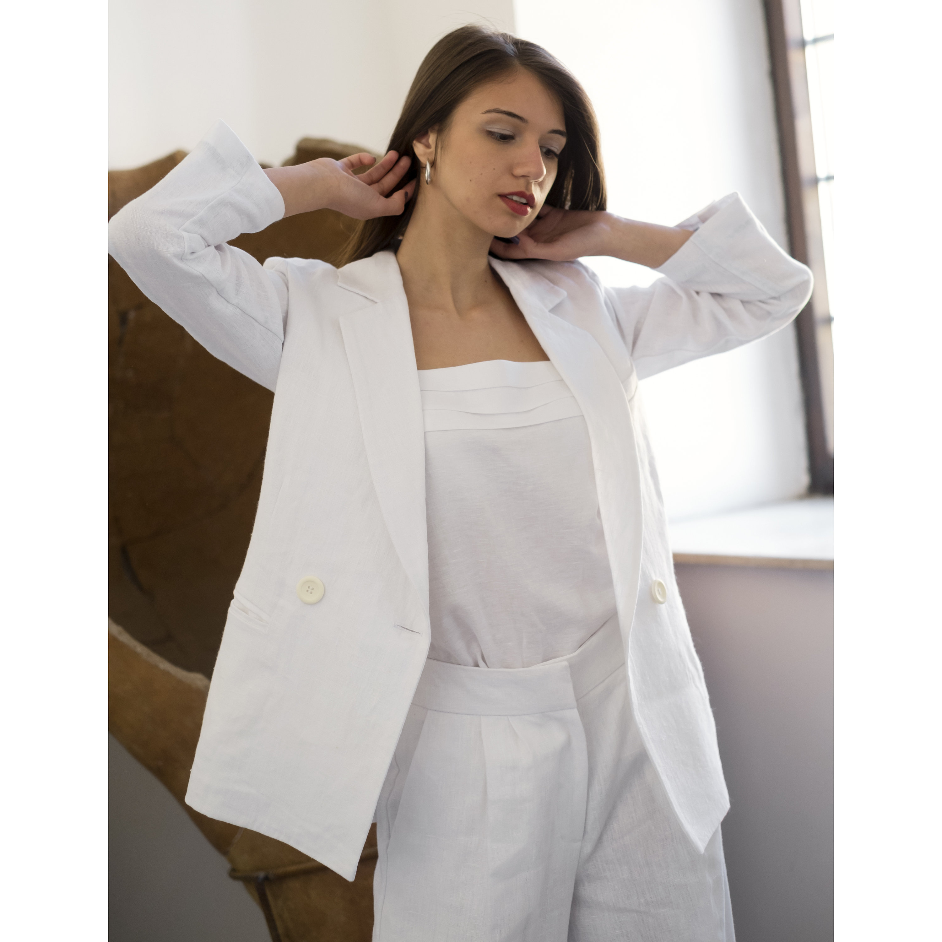 Linen White Blazer, Linen Jacket Women, Linen Suit Women, Linen