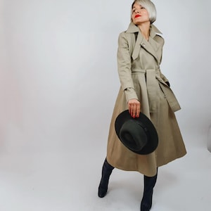 Flare A-line Black Trench Coat, Double Breasted Belted
