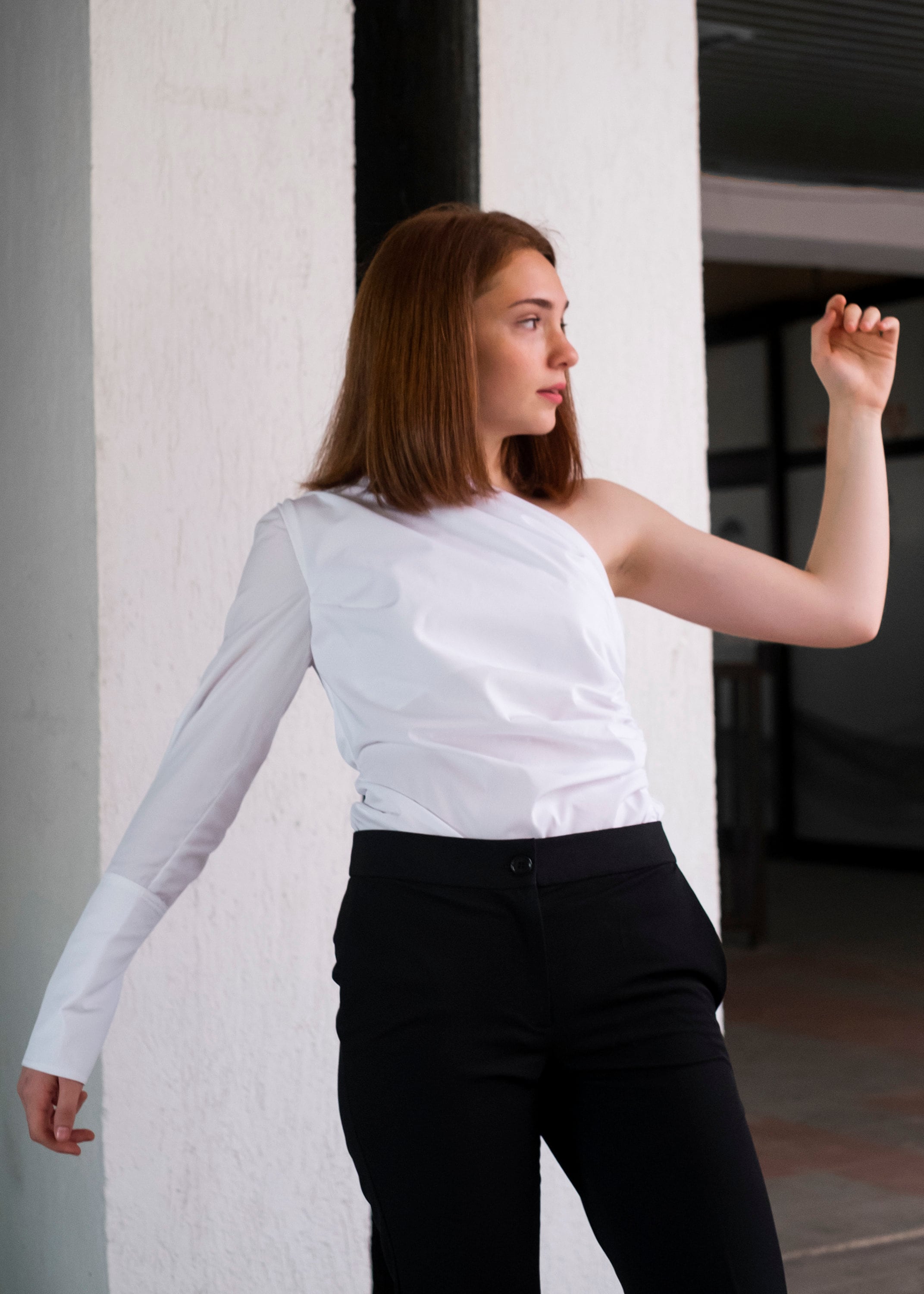 Women Coord Set 2 Piece Set White Cotton Shirt One Sleeve Etsy 日本