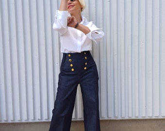 パンツ GOLDEN  Women Straight Pants GWP01942P00167860469 Blue Gia Satin Wide-Leg Pants | GUESS Factory