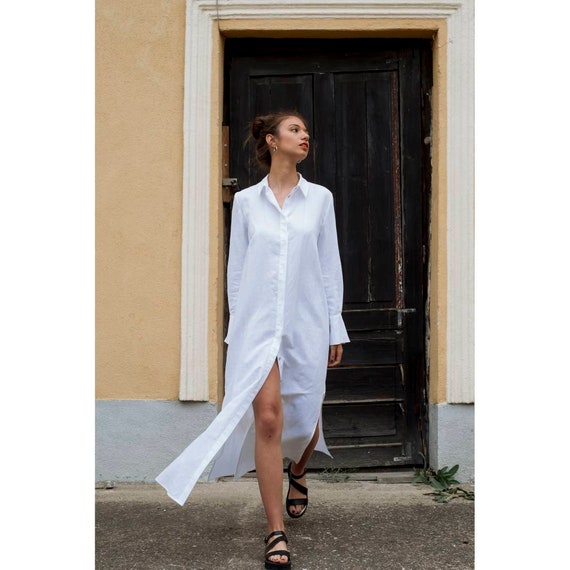 open lace back dress OKAICOS White Shirt Dress main image 1