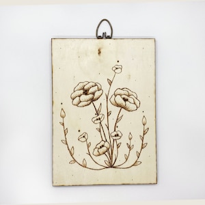 Simple and Dainty Floral Vine - Pyrography Wood Burning Plaque Wall Hanging