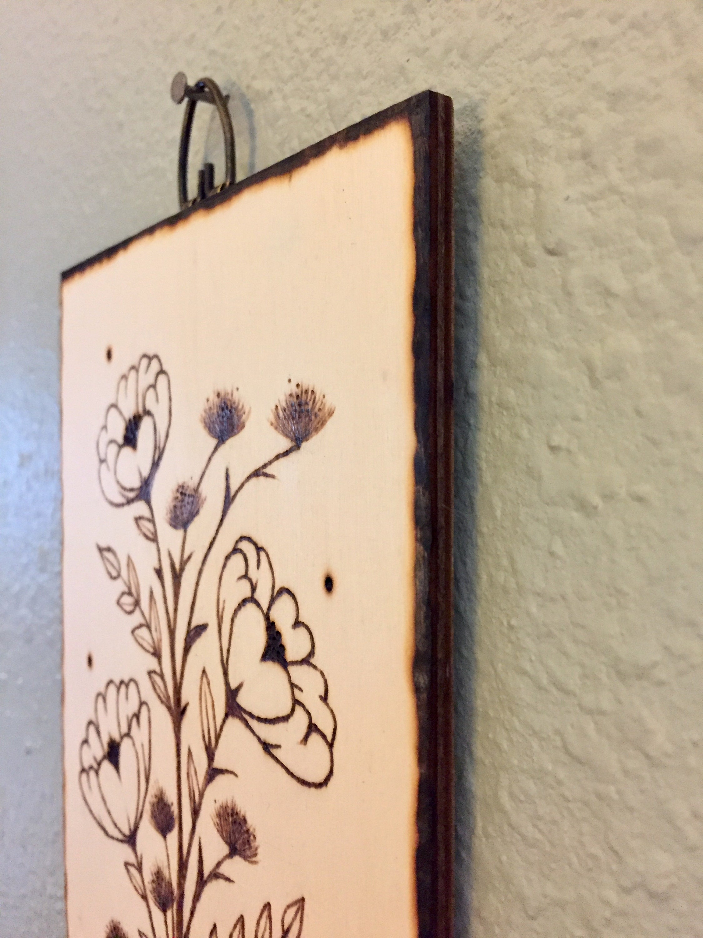 Flower Vine Plaque Wood Burning Etsy