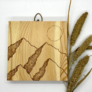 Sunrise on the Sand Dunes Mountains Dotwork - Pyrography Plaque Wood Burning Wall Hanging Art Decor