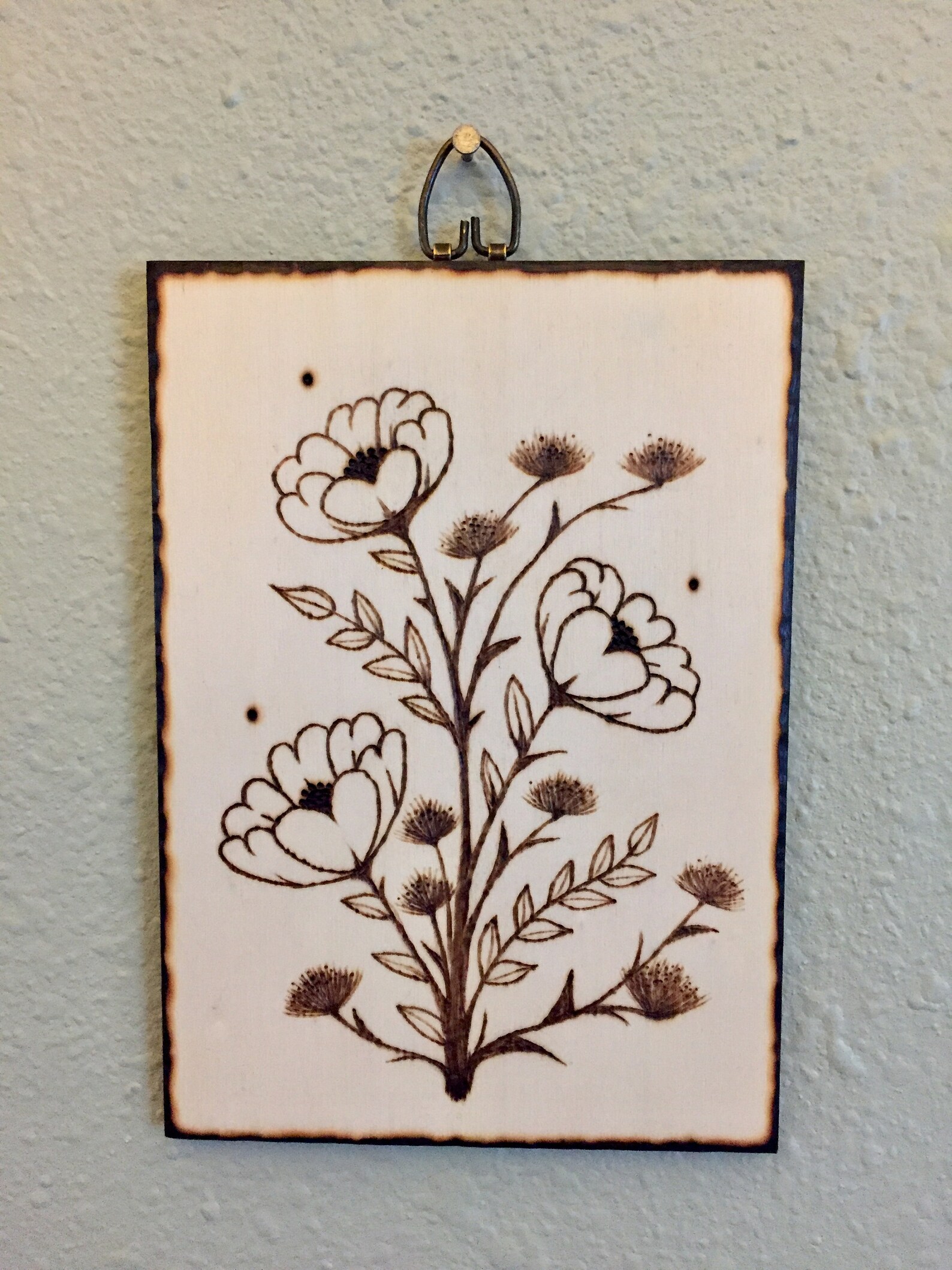 Flower Vine Plaque Wood Burning Etsy