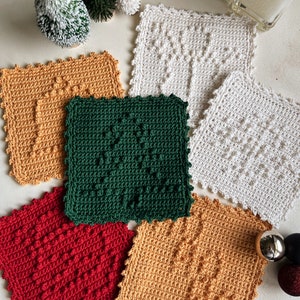 The Holiday Dishcloth Collection Crochet Patterns: Snowflake, Tree, Bell, Santa, Snowman, Ho Ho Ho | DIGITAL PATTERNS ONLY |