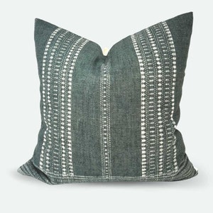 Square Pillow Cover - Sage Indian Wool Stripe | FINAL SALE | 20"x20"