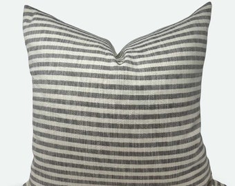 Square Pillow Cover - Grey Woven Stripe | 22"x22"