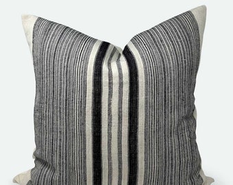 Square Pillow Cover - Black Hemp Stripe | 22&quot;x22&quot;