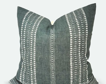 Square Pillow Cover - Sage Indian Wool Stripe | FINAL SALE | 20"x20"