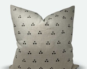 Square Pillow Cover - Slate Grey Dot Block Print | 22"x22"