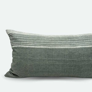 Large Lumbar Pillow Cover - Sage Indian Wool Stripe | FINAL SALE | 14"x36"