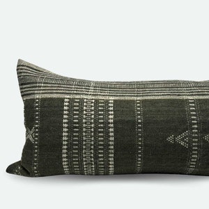 Large Lumbar Pillow Cover - Cocoa Indian Wool Stripe | 14"x36"