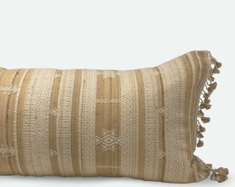 Large Lumbar Pillow Cover - Antique Peach Indian Silk | FINAL SALE | 14"x36"