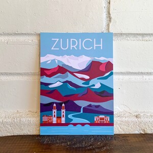 Carte postale de voyage de Zurich, Suisse | Aventure illustrée Montagnes Ville Europe Nature Cadeaux Souvenirs Décoration image 5