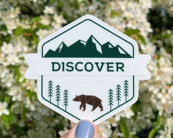 Discover Explore More Unique Clear Die Cut Sticker | Adventure Travel Mountain Decor Souvenir | Laptop Sticker | Water Bottle Sticker