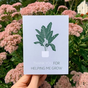Vielen Dank für Ihre Hilfe beim Wachsen Grußkarte | Illustration Paradiesvögel Wortspiele Pflanzen Blätter Natur Greenery Grau Karten Geschenke für Freunde