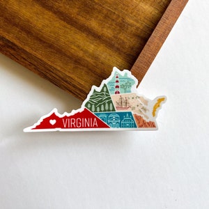 Naklejka Virginia | USA State Travel Nature Outdoor Lighthouse ocean Ship Mountains Shenandoah Park Cavern Monticello Souvenir Gifts