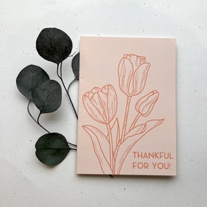Merci pour vous | Tulipes fleuries 5 x 7 po | Carte de remerciement Illustration fleurs florales Cadeaux mignons pour les amis Maman