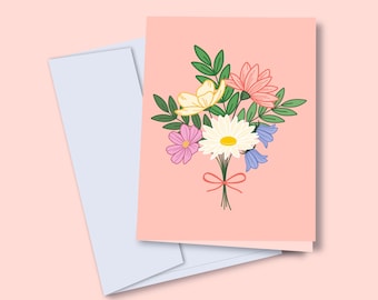 Bouquet of Flowers Card | 4.25"x5.5" Floral Flowers Greeting Card