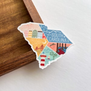 South Carolina State Geometric Sticker Laptop Water Bottle Stickers Cute Gift Weatherproof USA Travel Decor Souvenir Illustration image 3