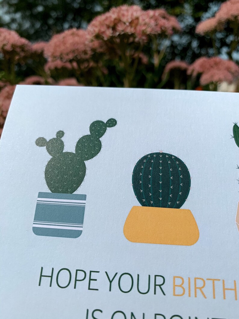 Hope Your Birthday is on Point Greeting Card Illustration Cactus Plants Greeting Card Pun Card Blank Card A2 image 5