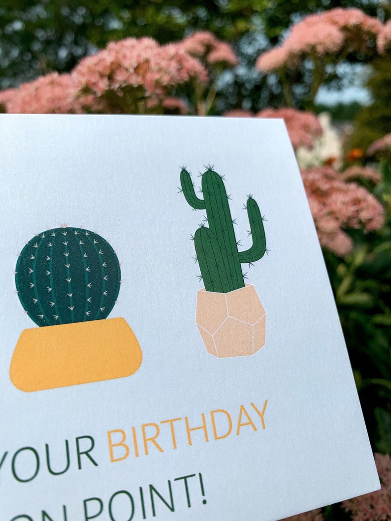 Hope Your Birthday is on Point Greeting Card Illustration Cactus Plants Greeting Card Pun Card Blank Card A2 image 4