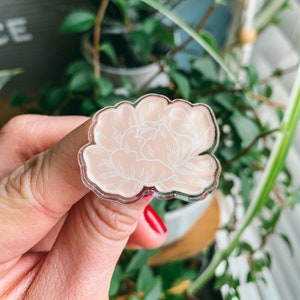 Peony Acrylic Pin | Flower Floral Illustration Cute Gifts Decor Pins Peach Color