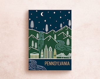 Pennsylvania State Travel Postcard Print | Travel Adventure | US State | Souvenir | Gift | Decor