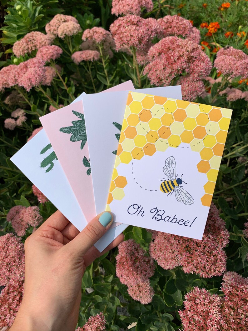 Oh Babee Greeting Card Illustration Bee Baby Shower Greeting Card Pun Card Blank Card A2 Any Occasion Greetings image 8