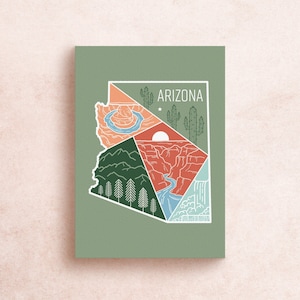 Stampa di cartoline di viaggio in Arizona / Stati Uniti d'America Avventura Montagne Parchi nazionali di Zion Horseshoe Bend Cascata Cactus Natura Souvenir Regali