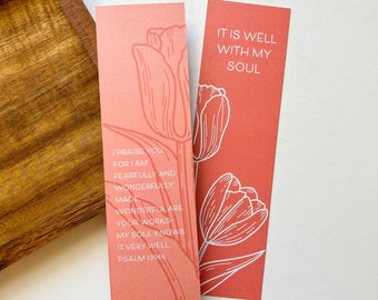 It is Well with my Soul Verse Bookmarks Psalm 139:14 | Size 2"x7" | Verse Bible Memorization Cards Bookmark