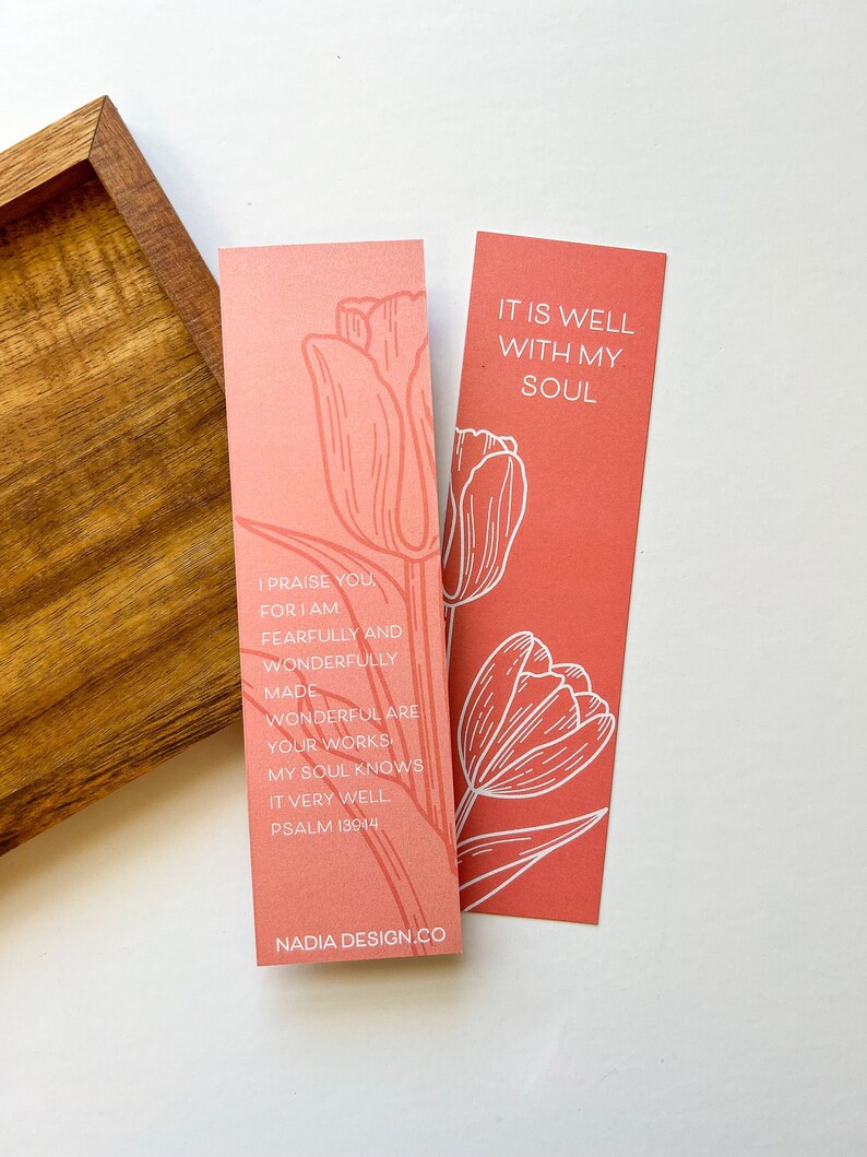 It is Well with my Soul Verse Bookmarks Psalm 139:14 Size 2x7 Verse Bible Memorization Cards Bookmark image 1