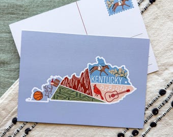 Kentucky Postcard Print | USA State Travel Souvenir Gifts Adventure Mountains Caves National Parks Basketball Bourbon Derby Music Flowers