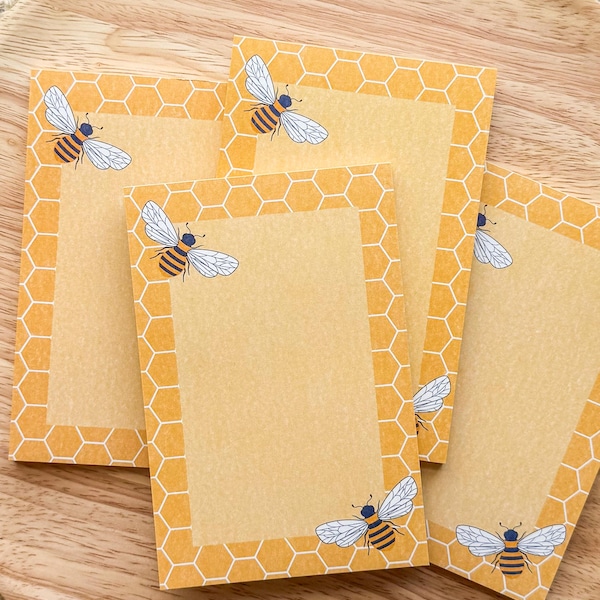 Notizblock Biene | Format: 10cmx15cm 50 Seiten | Bienen Bienenwabe Notizen Stationäre Notiz nehmen Illustriert Gelb Spaß | Natur Nette Geschenke