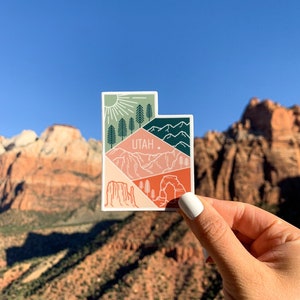 Utah State Geometric Sticker | Zion National Parks Arches Mountains Outdoor Nature USA Travel Gift Weatherproof Cute Souvenirs