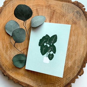 Cartão de saudação de orelha de elefante | Qualquer ocasião ilustrada Plantas Árvores Presentes fofos para amantes de plantas Amigos ou família | Cartão em branco