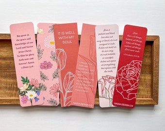 Floral Bible Verse Pack of 3 Bookmarks | Size 2"x7" | Floral Bouquet Verse Bible Memorization Cards Bookmark