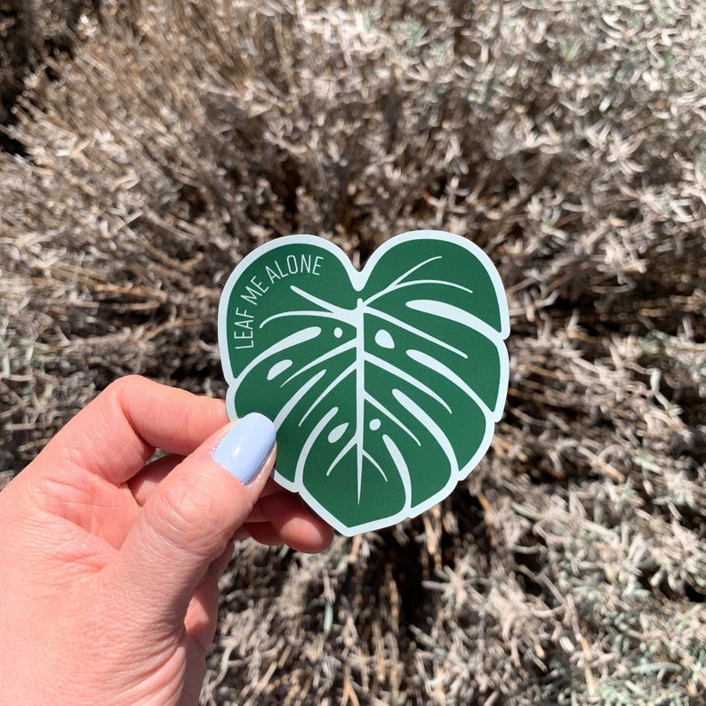 Leaf Me Alone Monstera Magnet Unique Shape in Color Puns Illustration Car Refrigerator Decoration Magnets image 2